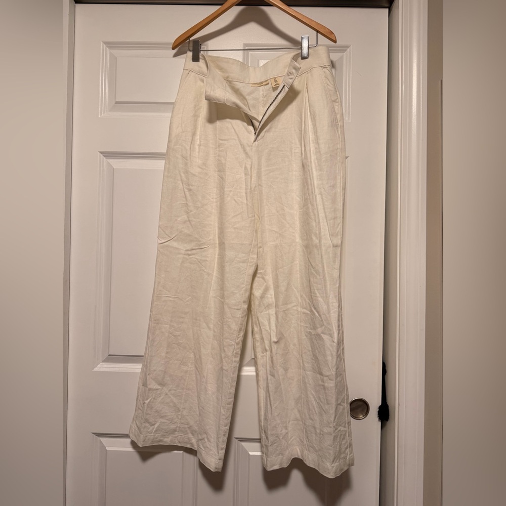 Christian Siriano Cream Wide Leg Pants